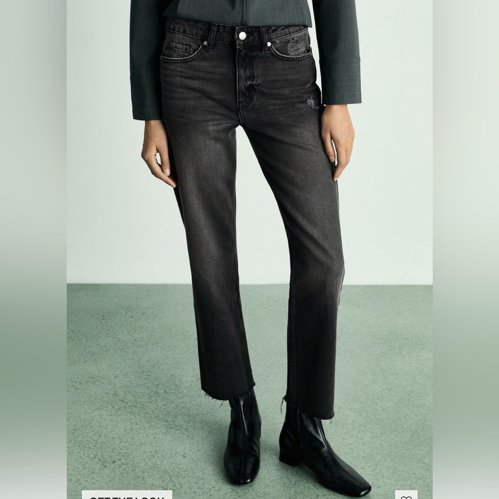 Mango Black Straight Leg Jeans